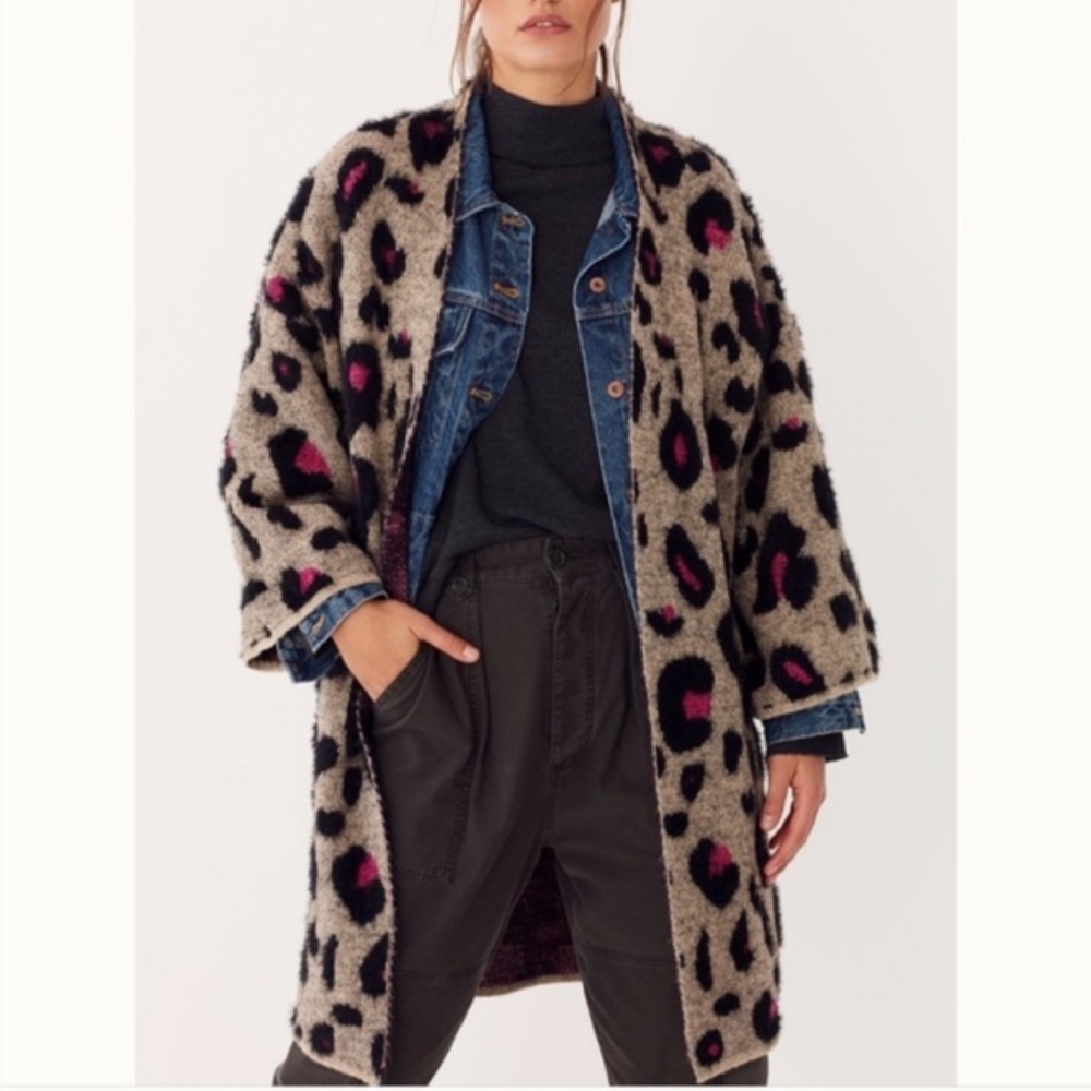 Anthropologie leopard cardigan coat kimono